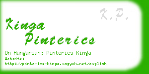 kinga pinterics business card